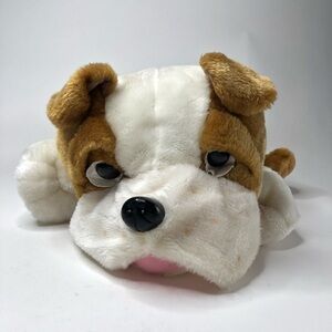 VINTAGE Kellytoy Tan White Bulldog Plush Stuffed Dog Animal Plushie Kids Stuffie